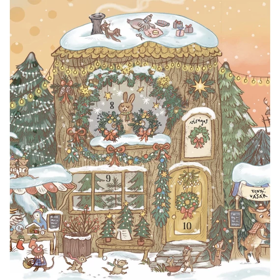 Karácsony a Kerek Erdőben – Ünnepváró harmonikakönyv hajtókákkal, adventi naptárral