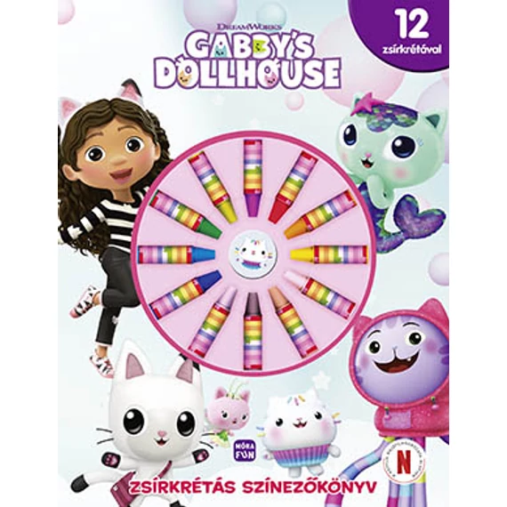 Gabi babaháza Zsírkrétás színezőkönyv 12 zsírkrétával (Előrendelhető) 